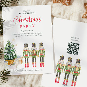 Elegant Watercolor Nutcrackers Christmas Party  Holiday Card