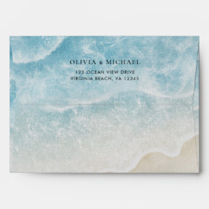 Elegant Watercolor Ocean Beach Wedding Envelope