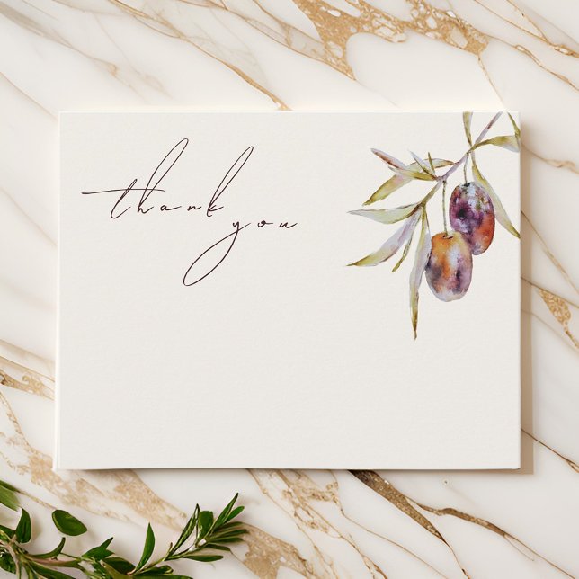 Elegant Watercolor Olive Branch Thank You Card (Creator Uploaded)