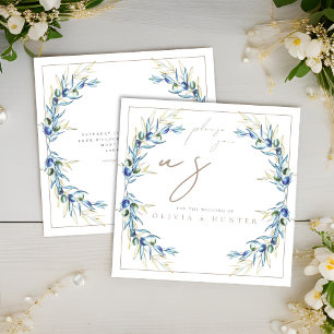Elegant Watercolor Olive Branch Wedding Invitation