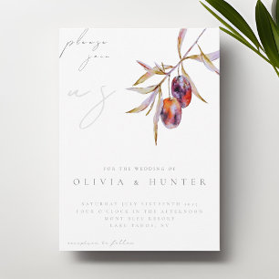 Elegant Watercolor Olive Branch Wedding Invitation