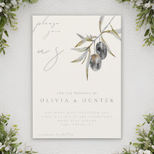 Elegant Watercolor Olive Branch Wedding Invitation
