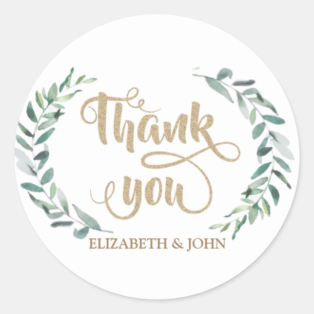 Elegant  Watercolor Olive Branch  Wedding Sticker (Front)