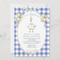 Elegant Watercolor One 1st Birthday silly goose B