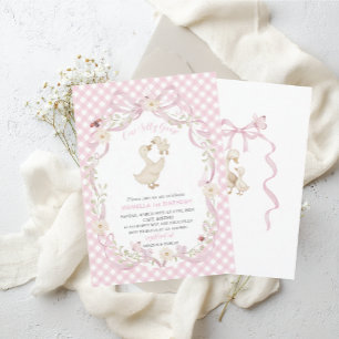 Elegant Watercolor One 1st Birthday silly goose G Invitation
