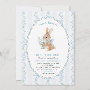 Elegant  Watercolor One 1st Birthday some bunny Gi Invitation