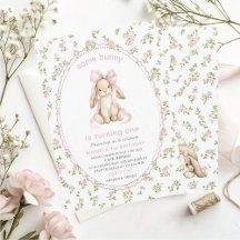 Elegant  Watercolor One 1st Birthday some bunny Gi