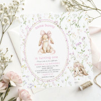 Elegant  Watercolor One 1st Birthday some bunny Gi