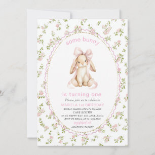 Elegant Watercolor One 1st Birthday some bunny Gi Invitation