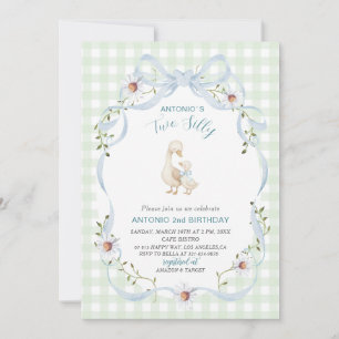 Elegant Watercolor One 2nd Birthday silly goose B Invitation