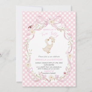 Elegant  Watercolor One 2nd Birthday silly goose B Invitation