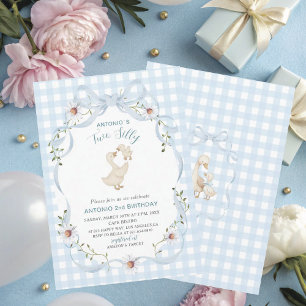 Elegant Watercolor One 2nd Birthday silly goose B Invitation