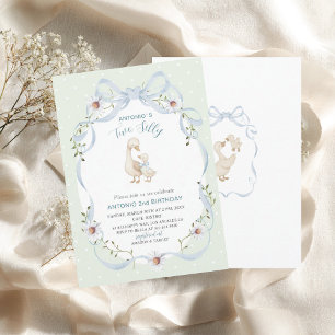 Elegant Watercolor One 2nd Birthday silly goose B Invitation