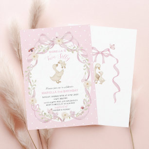 Elegant Watercolor One 2nd Birthday silly goose B Invitation