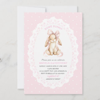Elegant  Watercolor One 2nd Birthday some bunny gi Invitation