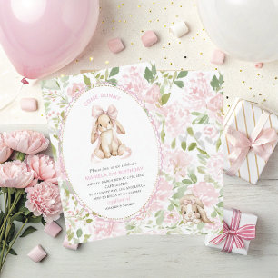 Elegant  Watercolor One 2nd Birthday some bunny gi Invitation