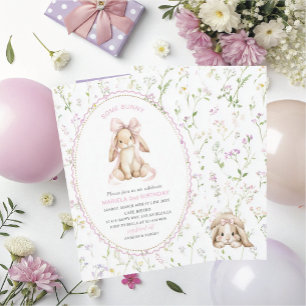 Elegant  Watercolor One 2nd Birthday some bunny gi Invitation