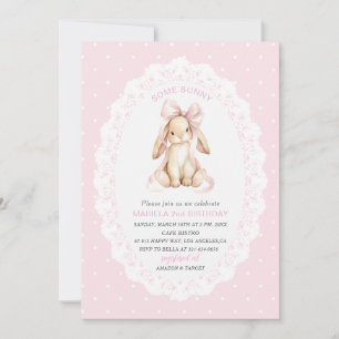 Elegant  Watercolor One 2nd Birthday some bunny gi Invitation