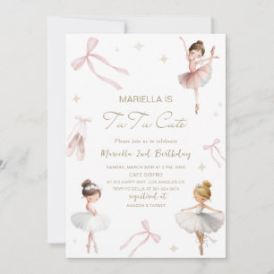 Elegant Watercolor One 2nd Birthday tutu cute Gir Invitation