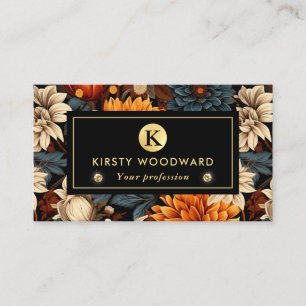 Elegant Watercolor Orange and Brown Fall Leaves Business Card