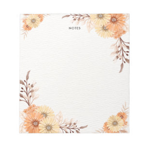 Elegant Watercolor Orange Flowers Personized  Notepad