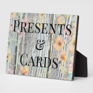 Elegant watercolor orange wildflowers barnwood plaque