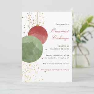 Elegant Watercolor Ornament Exchange Christmas Invitation