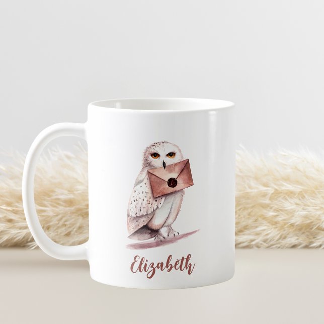 Elegant Watercolor Owl Personalized Name Coffee Mug (Creator Uploaded)