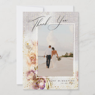 Elegant Watercolor Painted Floral Canvas Thank You Invitation