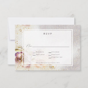 Elegant Watercolor Painted Floral Canvas Wedding RSVP Card