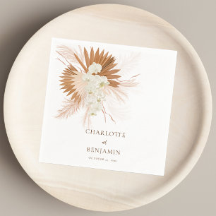 Elegant Watercolor Pampas Grass Wedding Paper Napkin