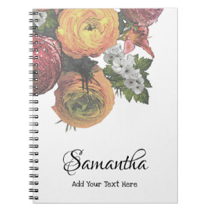 Elegant Watercolor Pastel Colours Floral Template Notebook