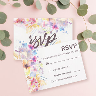 Elegant Watercolor Pastel Floral   RSVP Invitation