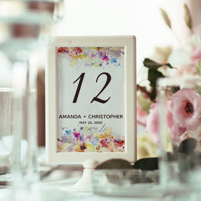 Elegant Watercolor Pastel Floral Table Number (Creator Uploaded)