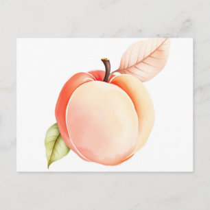 Elegant Watercolor Peach on White Background Postcard