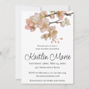 Elegant watercolor peachy florals invitation