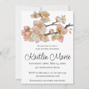Elegant watercolor peachy florals invitation
