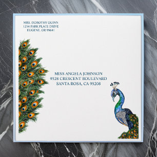 Elegant Watercolor Peacock Birthday Envelope
