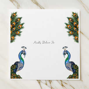 Elegant Watercolor Peacock Envelope