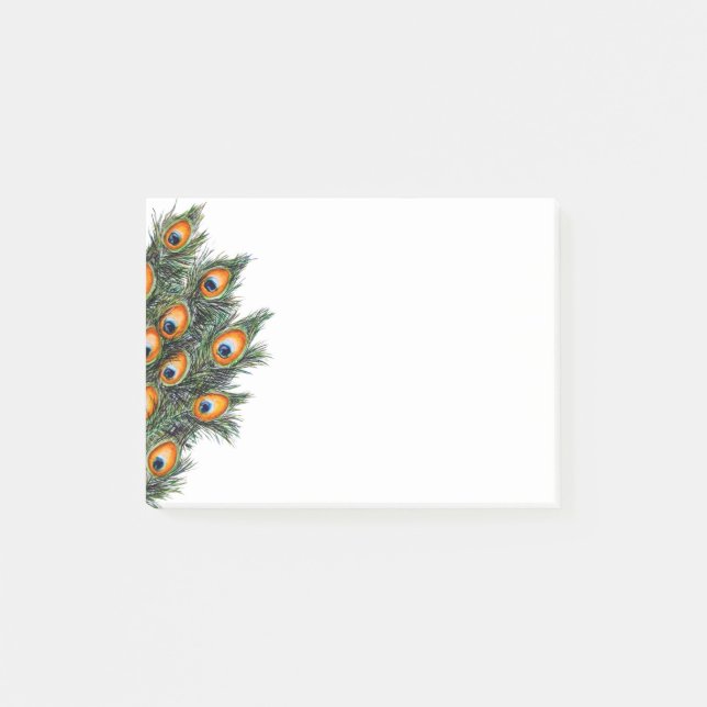 Elegant Watercolor Peacock Feathers  Post-it Notes (Front)