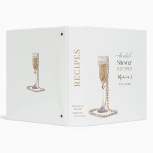 Elegant Watercolor Pearls Prosecco Bridal sBinder Binder