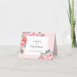 Elegant Watercolor Peonies Wedding  Thank You Card