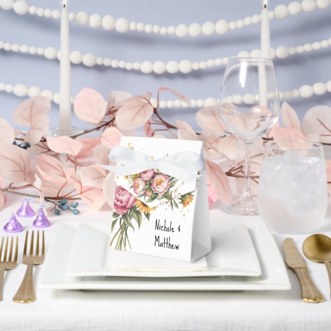 Elegant Watercolor Peony Bouquet Wedding Favor Box (Wedding)