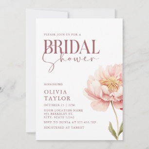 Elegant Watercolor Peony Bridal Shower Invitation
