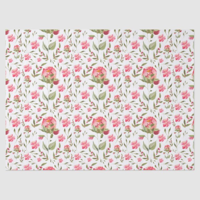 Elegant Watercolor Peony Floral botanical Tissue Paper (Front)