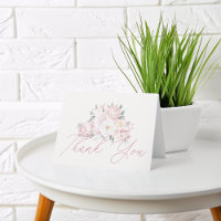 Elegant Watercolor Peony Flowers Thank You Blank