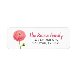 Elegant Watercolor Peony Return Address