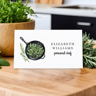 Elegant Watercolor Personal Chef QR Code Business Card