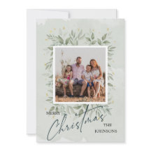 Elegant Watercolor Personalized Photo Christmas