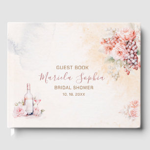 Elegant  Watercolor Petals and Prosecco Guest Book